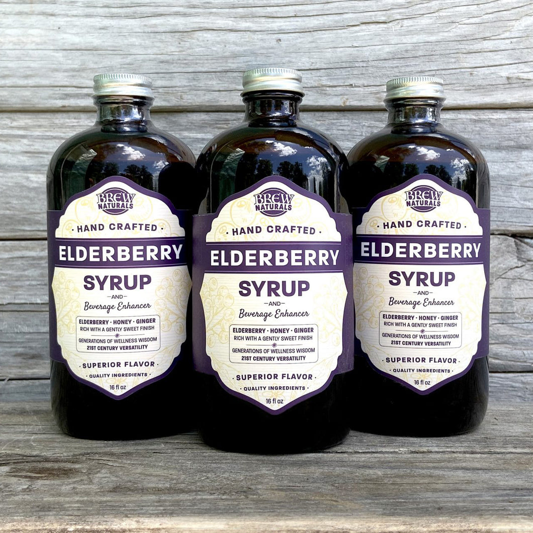 Brew Naturals Elderberry Syrup 16oz 3 Bottles Bundle